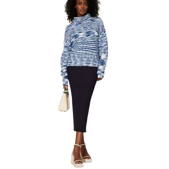 Staud Benny Sweater In Dusk Size Small Turtleneck Balloon Sleeves Blues White - Picture 6 of 13